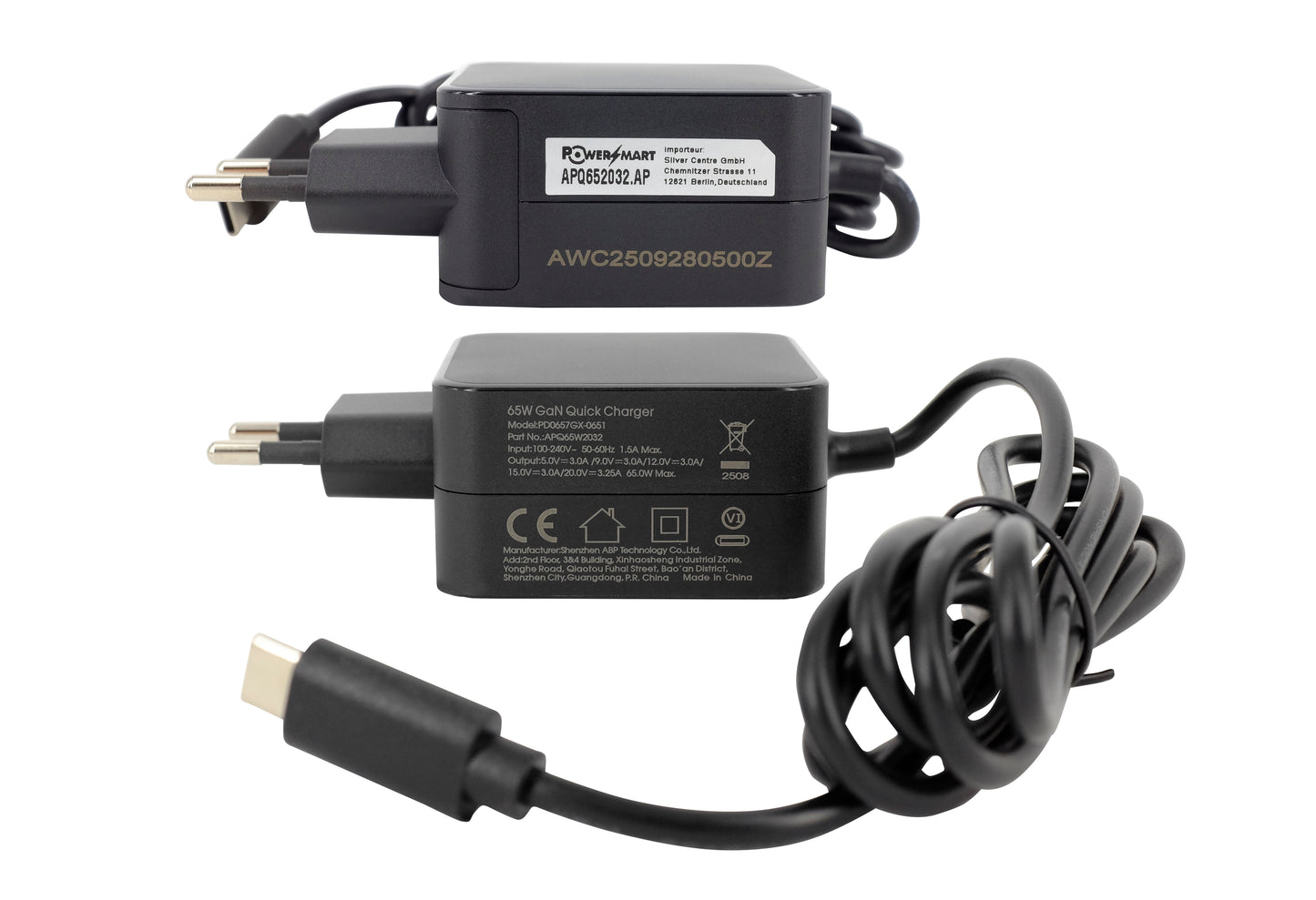 USB C 65W GaN Quick Charger, Compatible with Huawei MateBook, Lenovo Thinkpad, MacBook Pro/Air, Spectre, ASUS Chromebook, Acer, Dell, Google, Samsung, Xiaomi Type C Power Supply Adapter