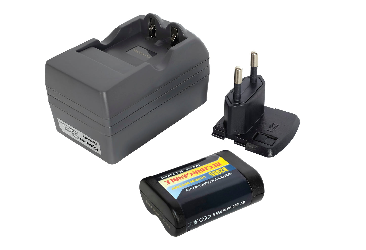 Kit de cargador de batería 2CR5 con 1 batería recargable R2CR5
