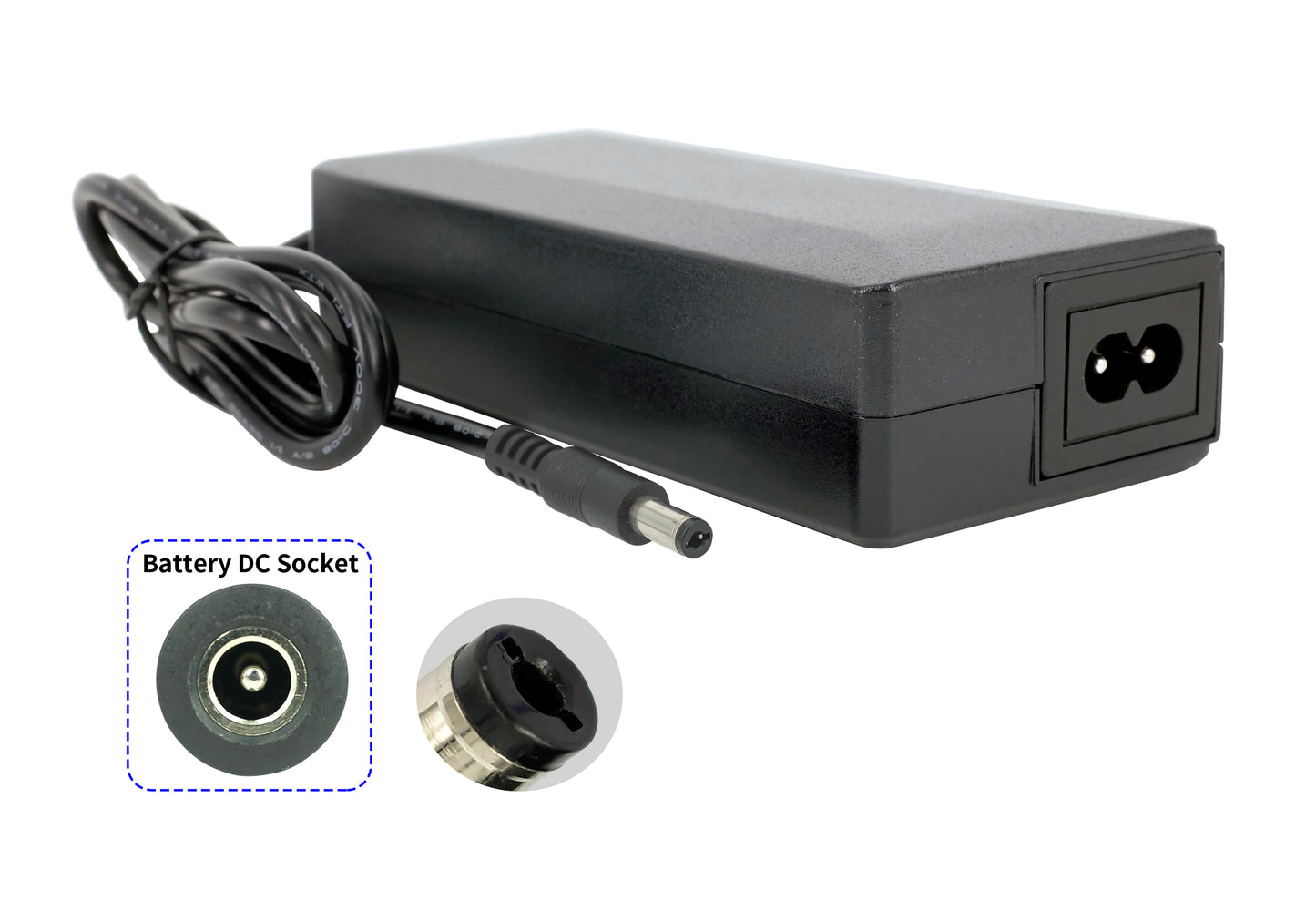 42V 2A elektrische fietslader voor 36V lithium-ionbatterij, met DC 5,5 mm x 2,1 mm stekker