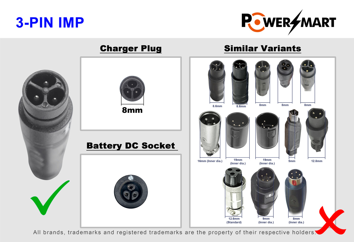 42V 4A | Feu Vert E-Rox, Carrera Impel & 36V Hyena E-Bike Oplader | IMP 3-pins (8mm)