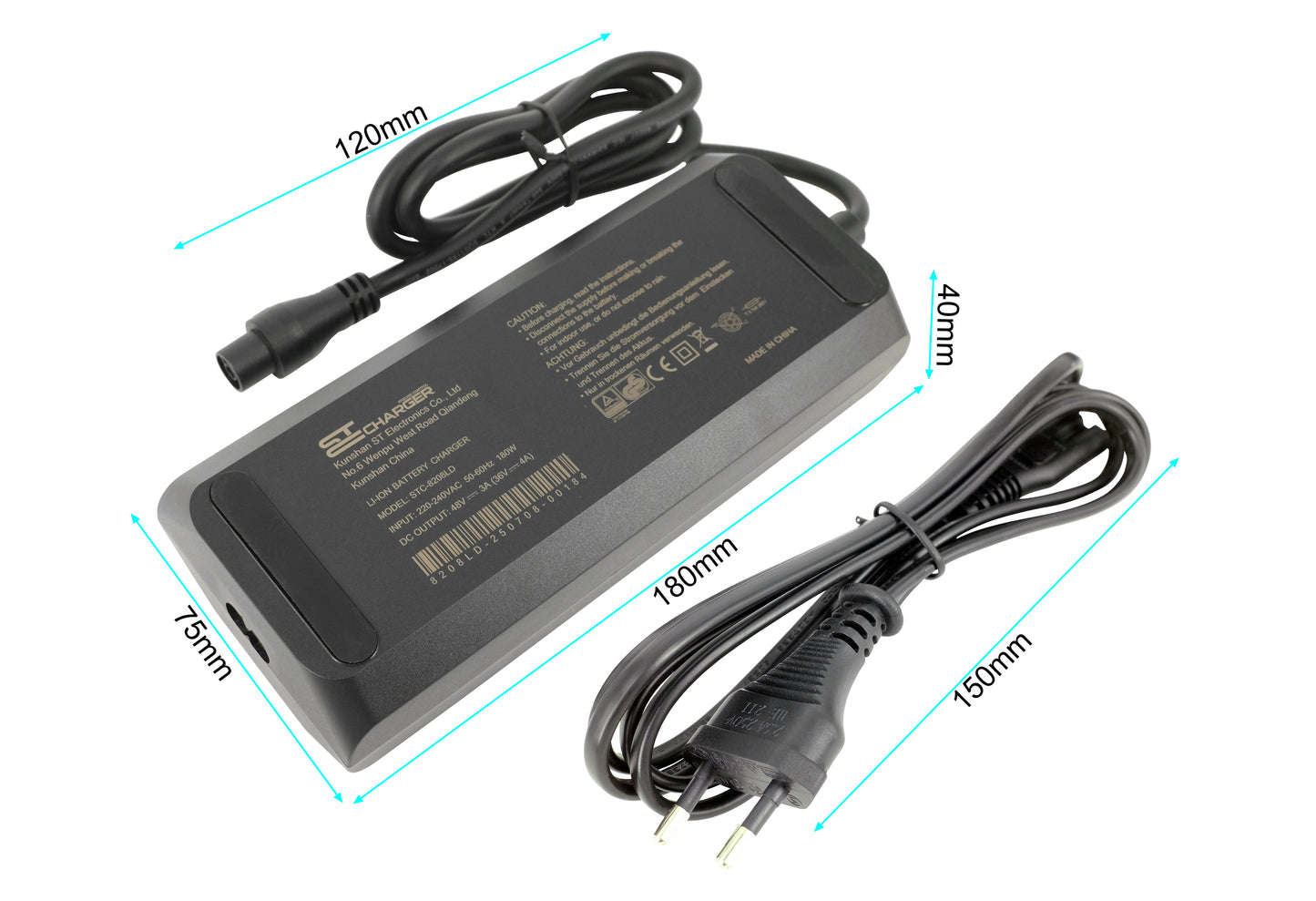 48V 3A / 36V 4A Fast Charger for 48V/36V Li-ion battery Ebike Battery Prophete (ZZ131304) with AEG Drive