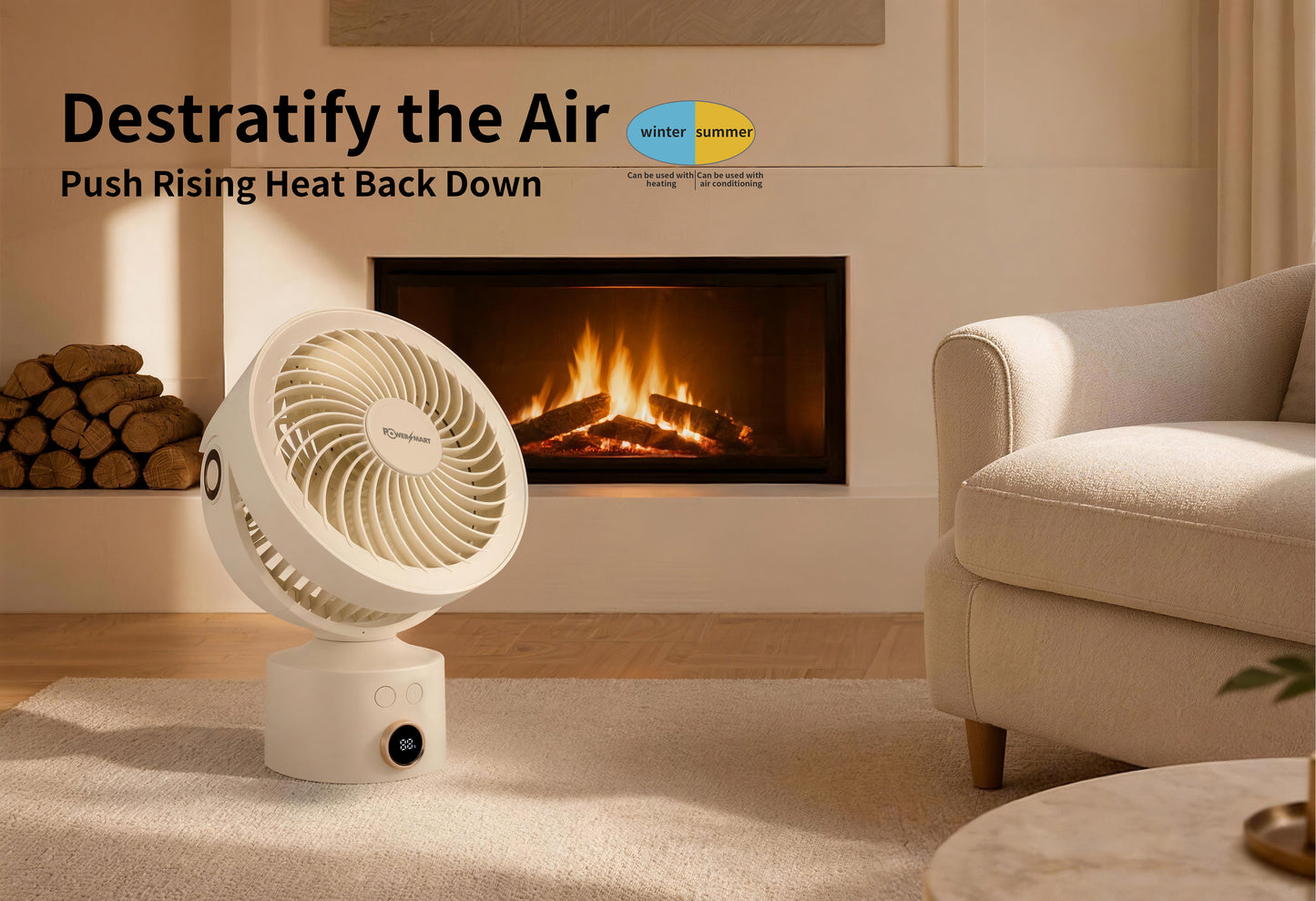 Bezdrátový 3D stolní ventilátor s cirkulací vzduchu | Aromaterapie, chytrý displej a osobní chlazení