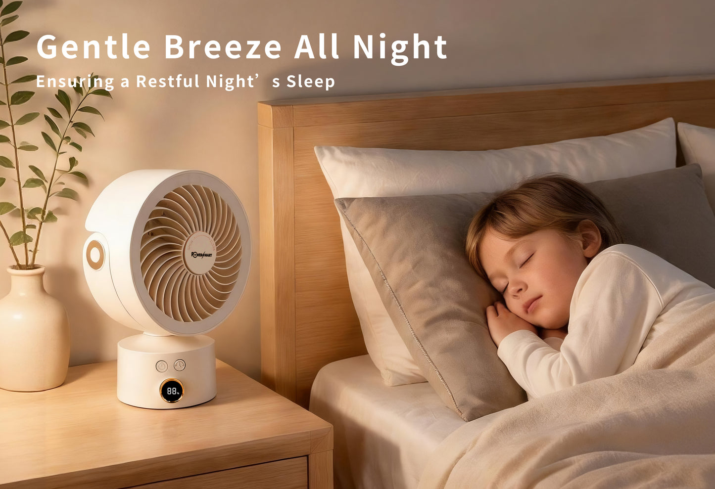 Bezdrátový 3D stolní ventilátor s cirkulací vzduchu | Aromaterapie, chytrý displej a osobní chlazení