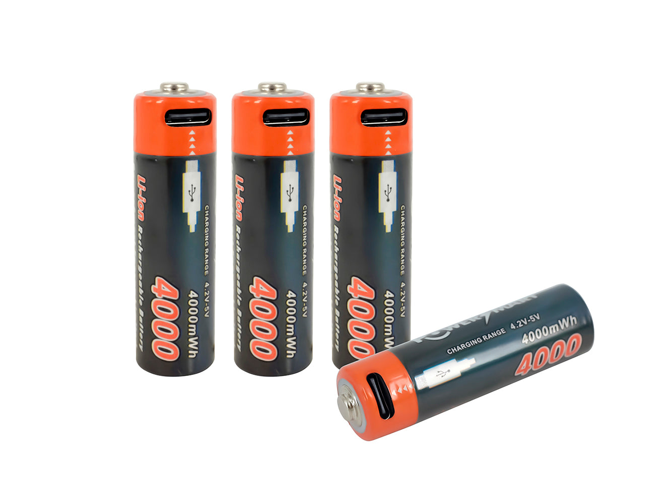 USB AA Li-ion Rechargeable Battery, 4-Pack 1.5V 4000mWh with Type C Po– Batterie Center