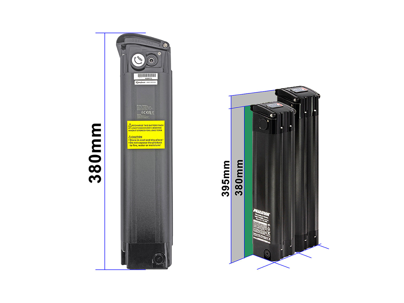 Handy Carry Electric Bike Battery Li-Ion 36V 13.4Ah/482.4Wh - 38cm Version, Replacement for Dynabike E-City RT