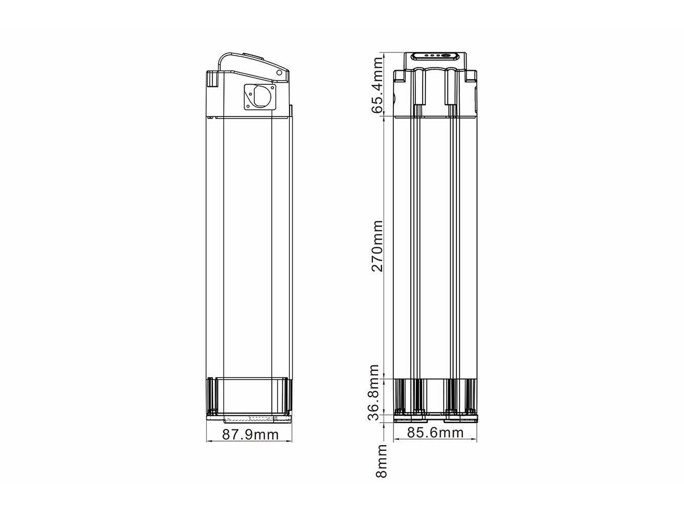 Handy Carry Electric Bike Battery Li-Ion 36V 13.4Ah/482.4Wh - 38cm Version, Replacement for Dynabike E-City RT