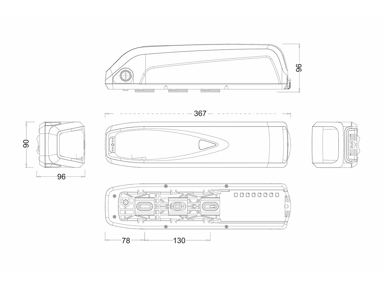 48V 14Ah/672Wh Akku für EvoBike SPORT-8 ab 2017, Samebike MY-SM26 (Modelljahr vor 2020)