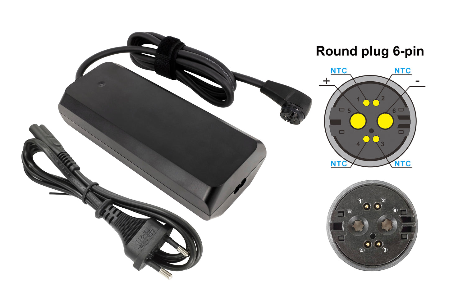 42V 4A Li-Ion EBike Ladegerät mit Rosenberger Rundstecker 6 Pin, Ladegerät für 19381 Alber Xion / 31121-00 Shimano Eco Akku