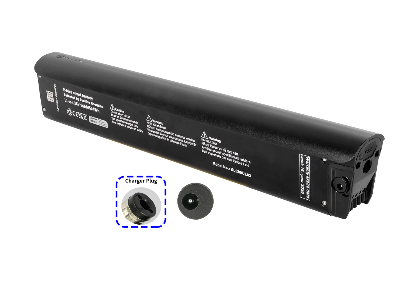 Elektrofahrradakku Li-Ion 36V - 14Ah/504Wh, Ersatz für Devron 28426 Elektrofahrrad mit Bafang Mittelmotor