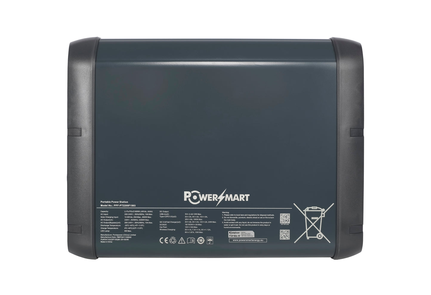 Draagbaar energiestation 2160 Wh, LiFePO4, 2200 W (4400 W piek) 2160 Wh zonnegenerator, noodstroom voor thuis, kamperen in de buitenlucht en camperreizen, off-grid stroom, bediening via slimme app, 100% opgeladen in 2 uur met ultrasnelle modus