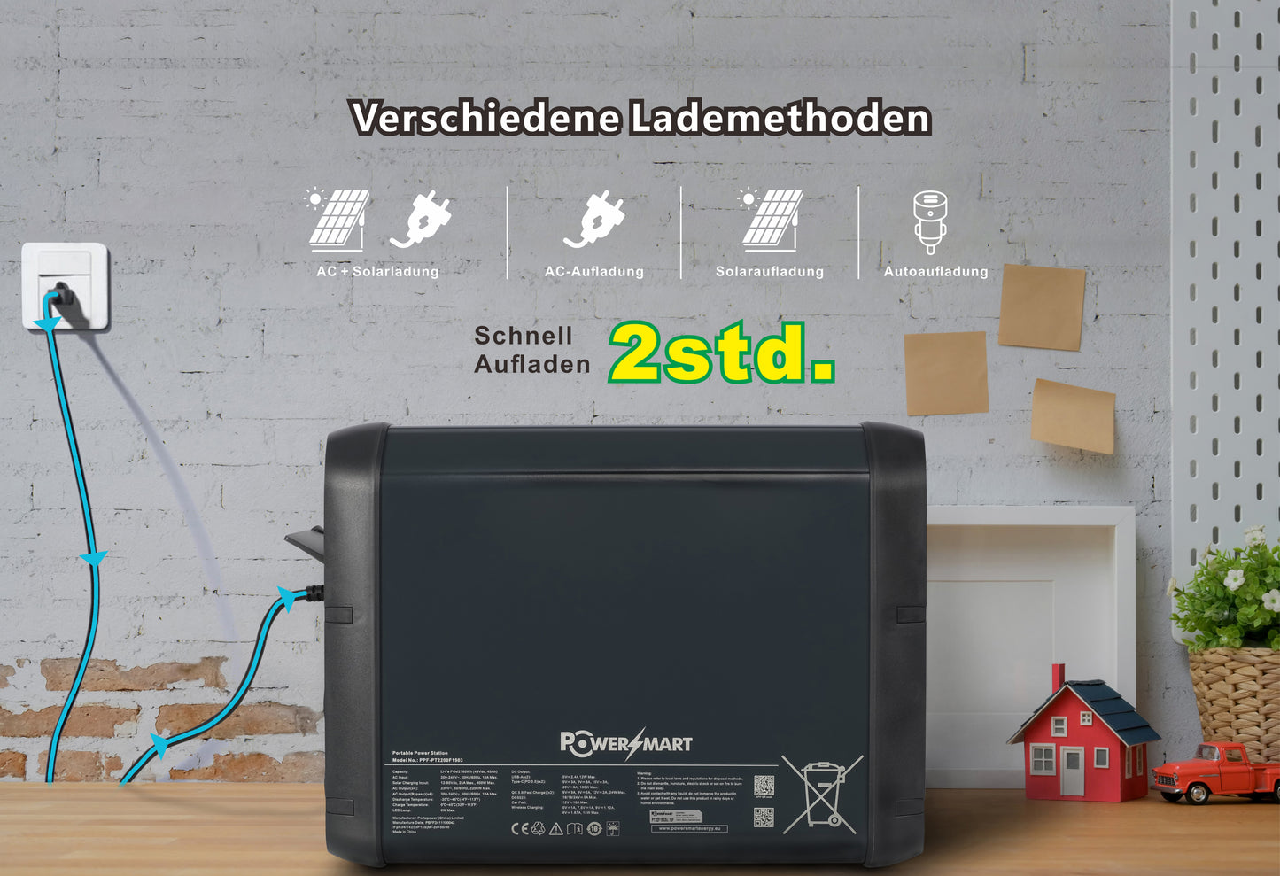 Draagbaar energiestation 2160 Wh, LiFePO4, 2200 W (4400 W piek) 2160 Wh zonnegenerator, noodstroom voor thuis, kamperen in de buitenlucht en camperreizen, off-grid stroom, bediening via slimme app, 100% opgeladen in 2 uur met ultrasnelle modus