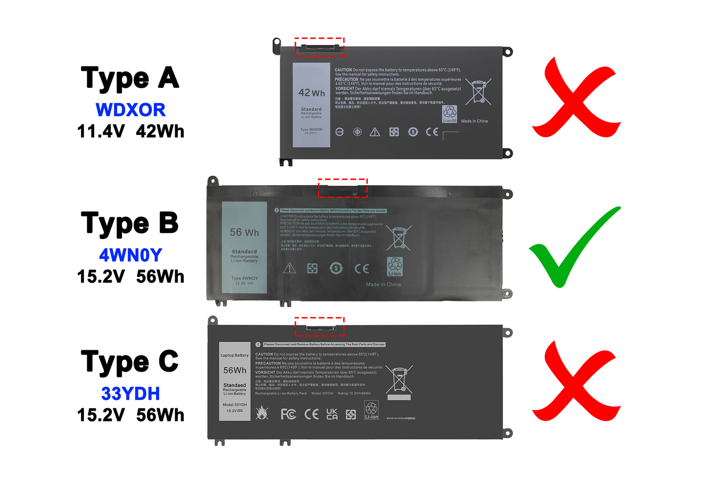 15.2V 3685mAh 56Wh G4MX4 Laptop Battery for Dell Inspiron 13-7353 / 13-7577 / 13-7778 Series