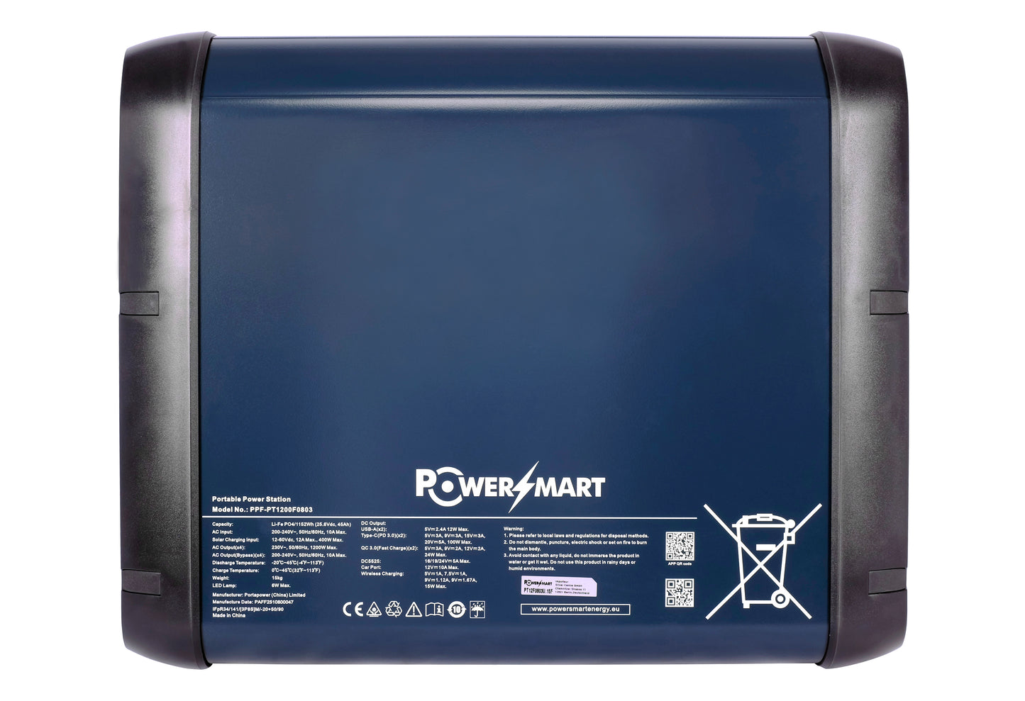 1200W Portable Power Station with 1152Wh LiFePO4, for Camping Outdoor, with UPS Function, Solar Generator Emergency Power