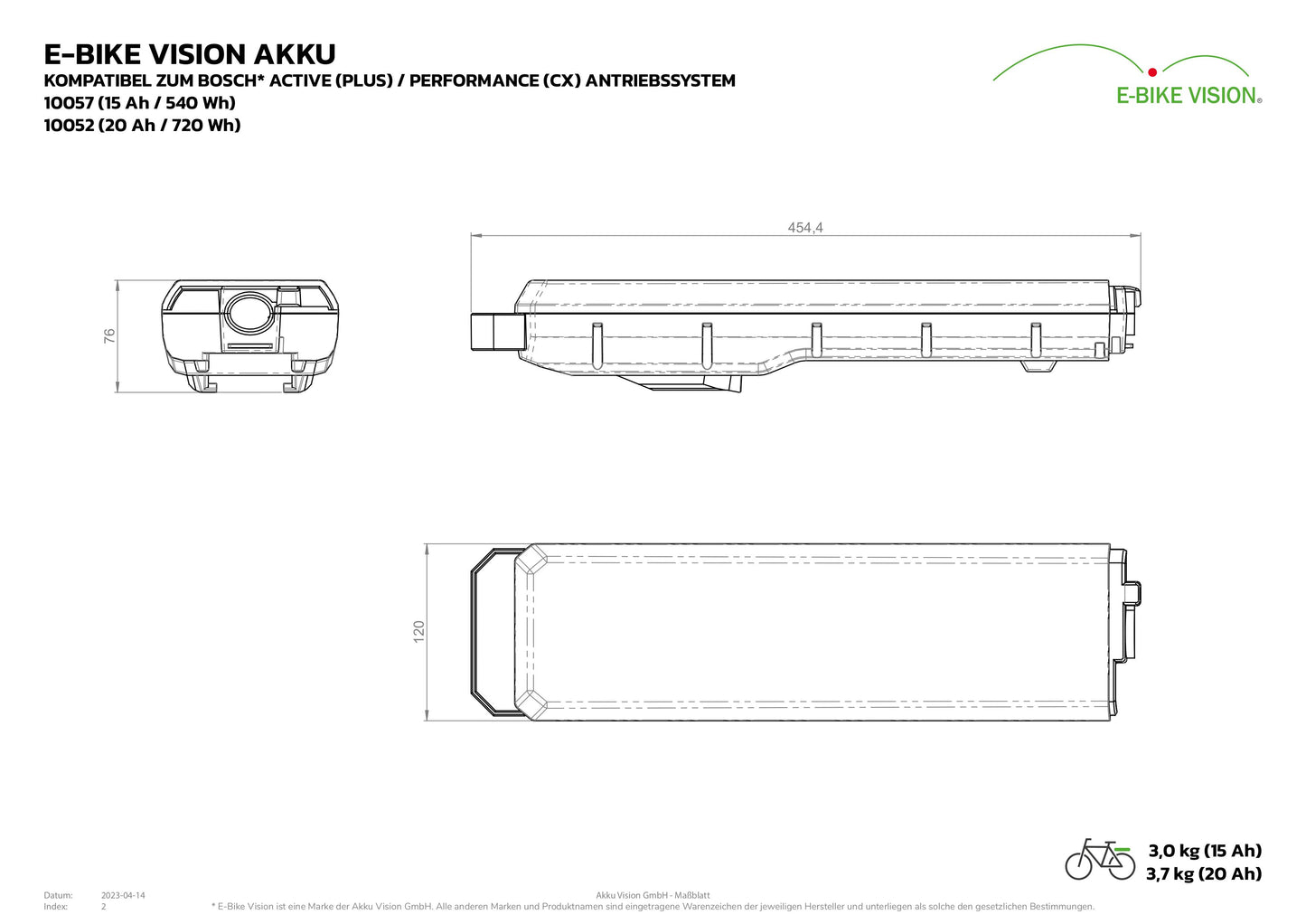 Kompatibler Bosch PowerPack Gepäckträger Akku 36V 20Ah | 720Wh von E-Bike Vision