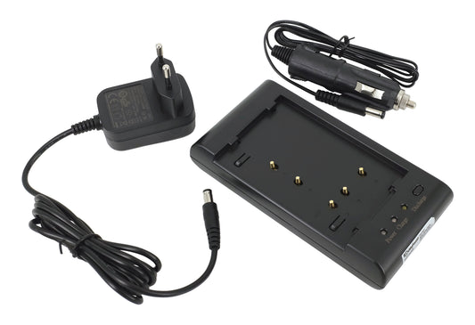 Caricabatterie per videocamere multi-fit con ingresso 230V e uscita 12V per Panasonic, Samsung, Sharp