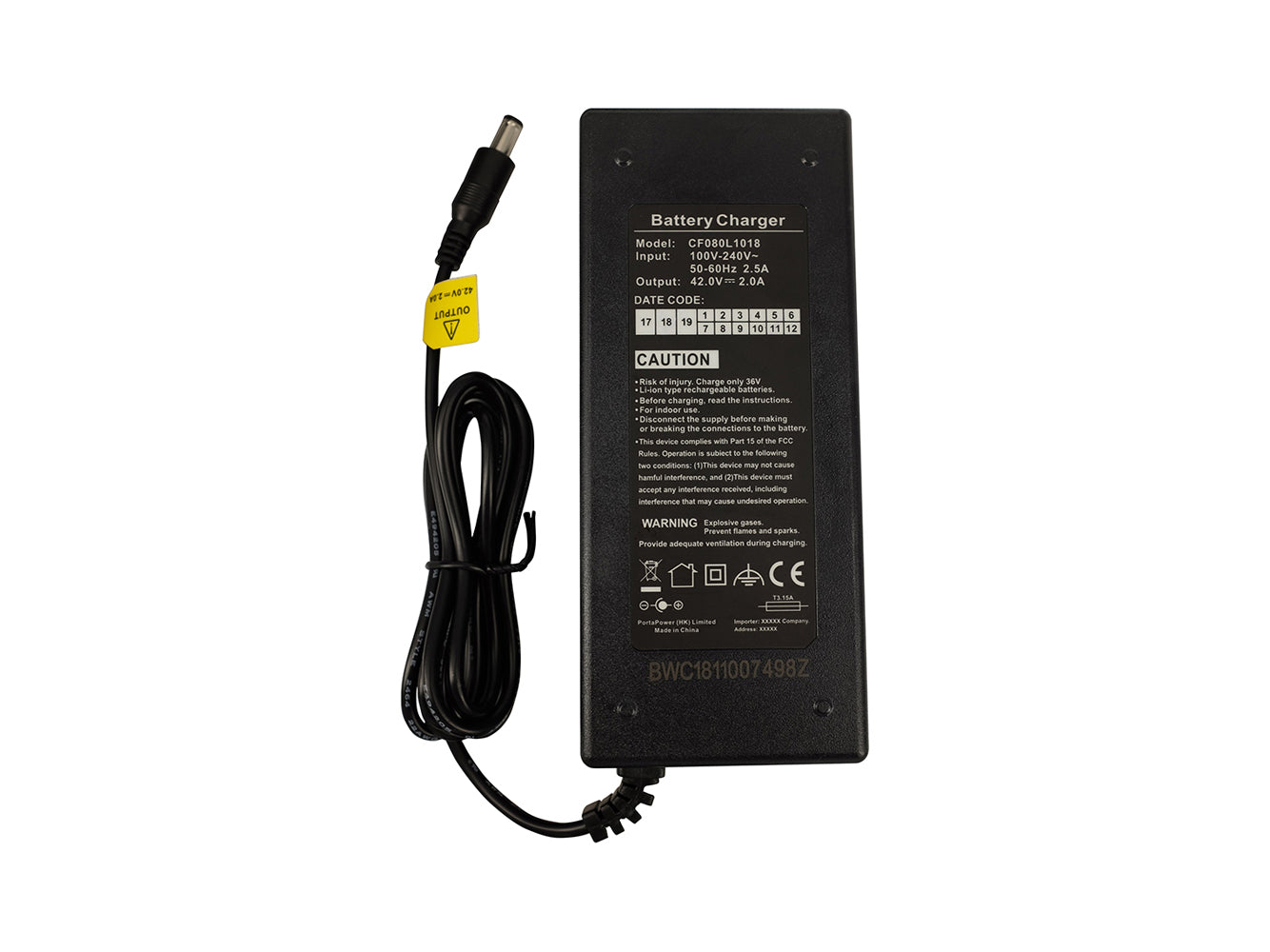 Hochwertiges E-Bike Ladegerät 36V 2,0A für Akkus von Phylion (2 Pin) (DC 5,5×2,5mm)