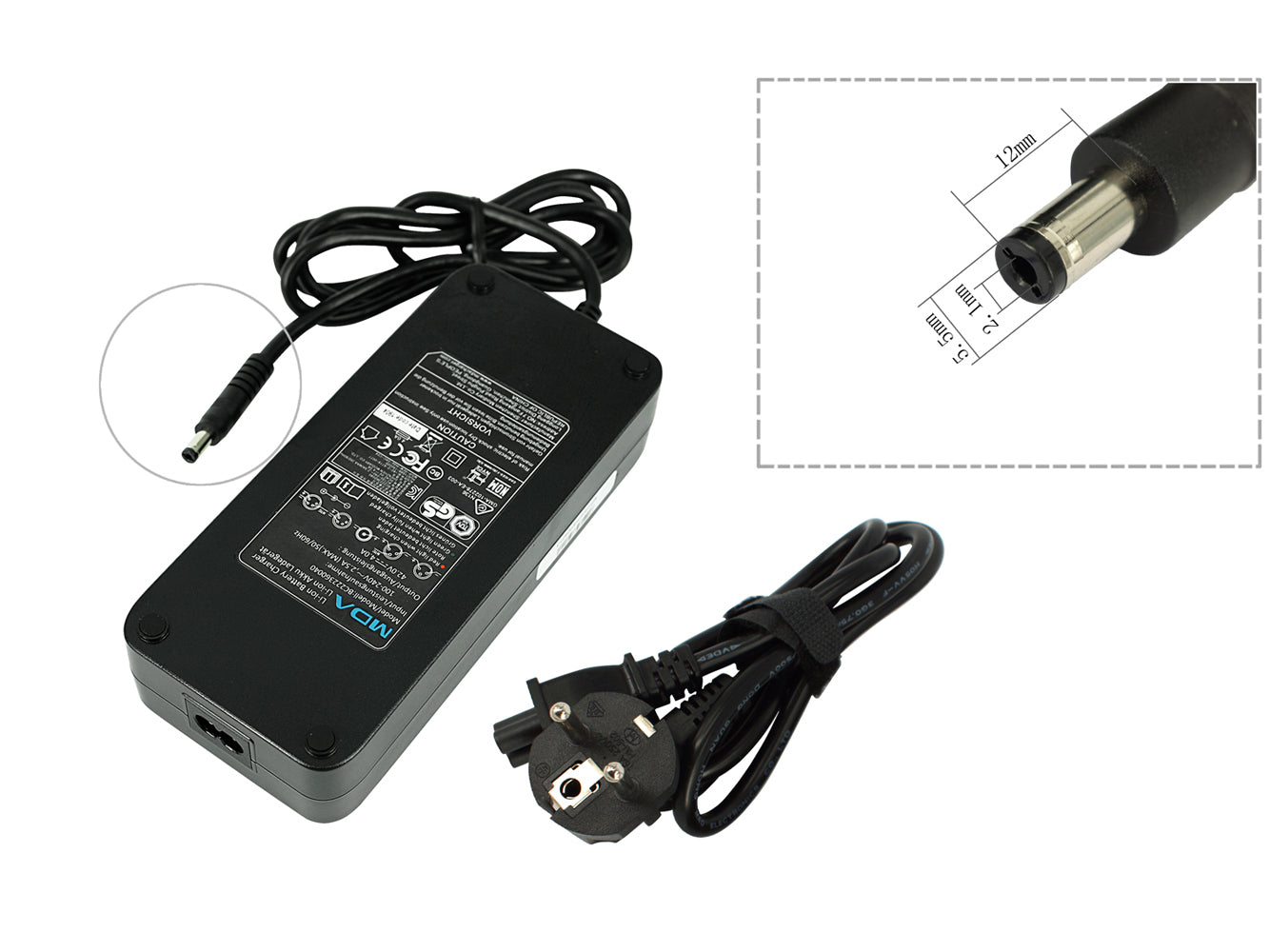 Hochwertiges E-Bike Ladegerät 36V 4A für Akkus von Telefunken, Phylion, Trio, TNLi uvm. (DC 5,5x2,1mm)