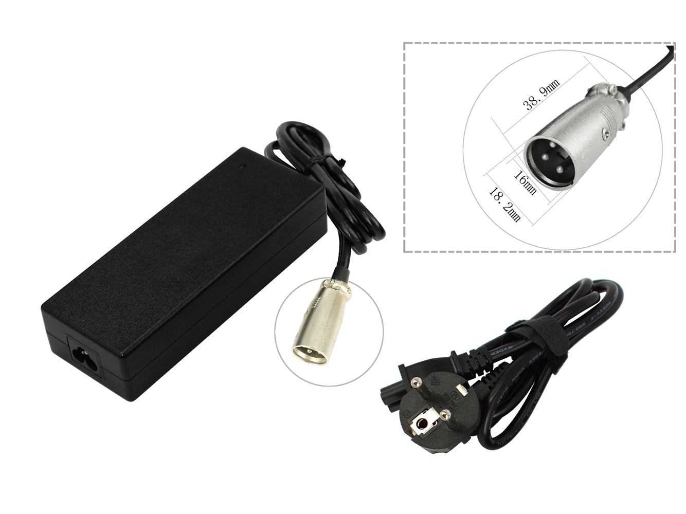 48V 2A XLR 3-poliges Ladegerät für E-Bike-Akkus