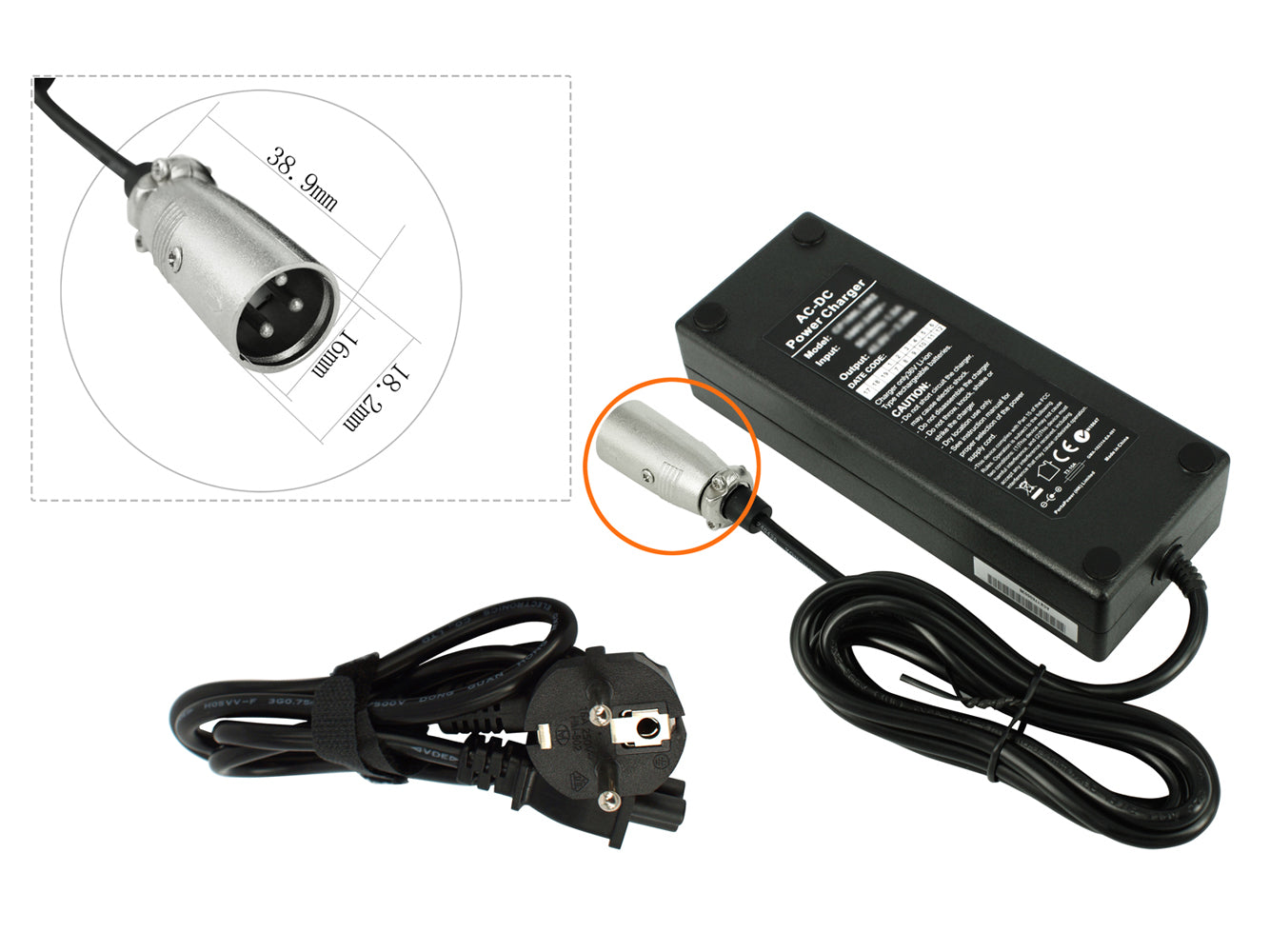 48V 2A XLR 3-poliges Ladegerät für E-Bike-Akkus