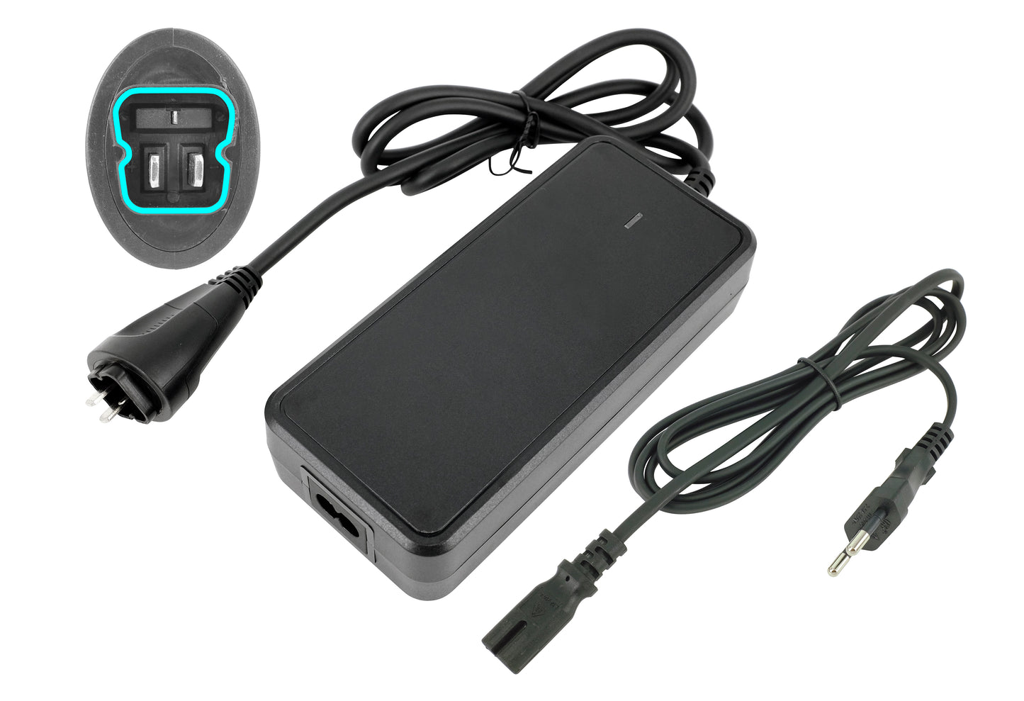 42V 2A Charger for 36V Stella E-Bike Batteries | 3-Pin Oval Plug (With Notch)