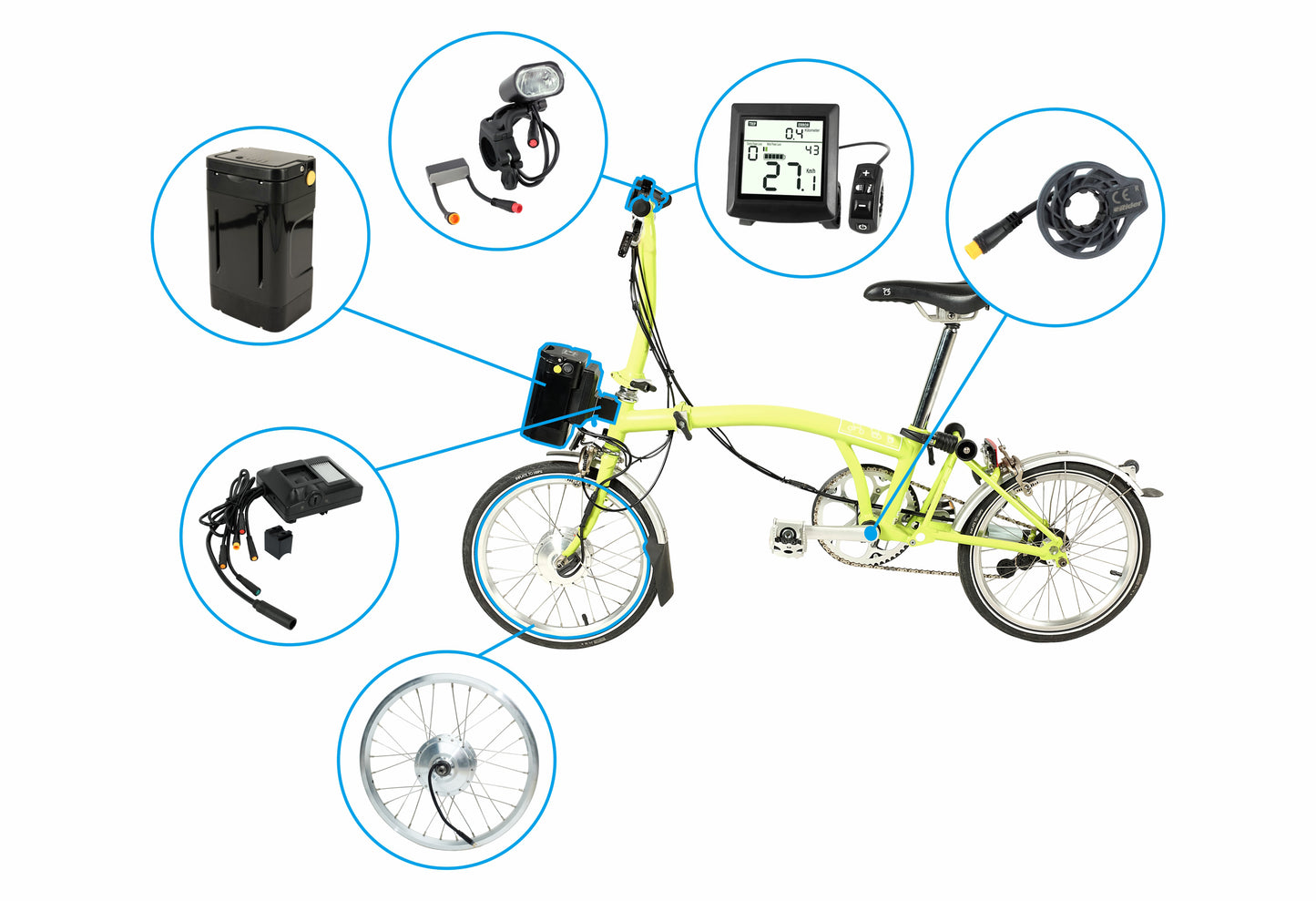 DIY Conversion Kit for Brompton Folding Bike 36V 8.7Ah/313.2Wh