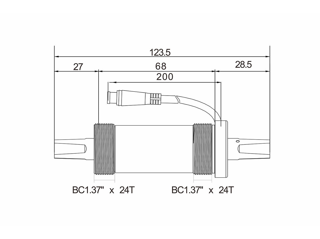 T10 Snelheids- en koppelsensor, BB-behuizingbreedte: 68,00 mm, schachtlengte: 123,50 mm