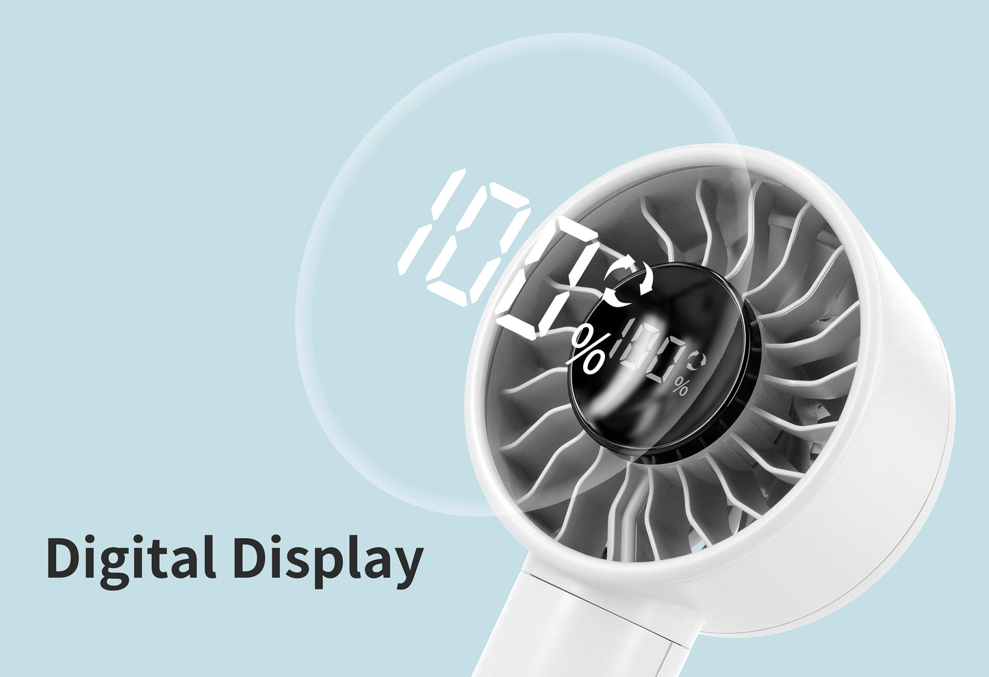 Přenosný oscilující ventilátor | 4500mAh a 6rychlostní chytrý displej