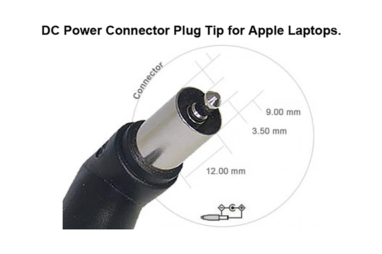 Apple Legacy DC Power Adapter Connector Tip: 5.5mm x 2.5mm Female Jack to 9.0mm x 3.5mm Male Plug