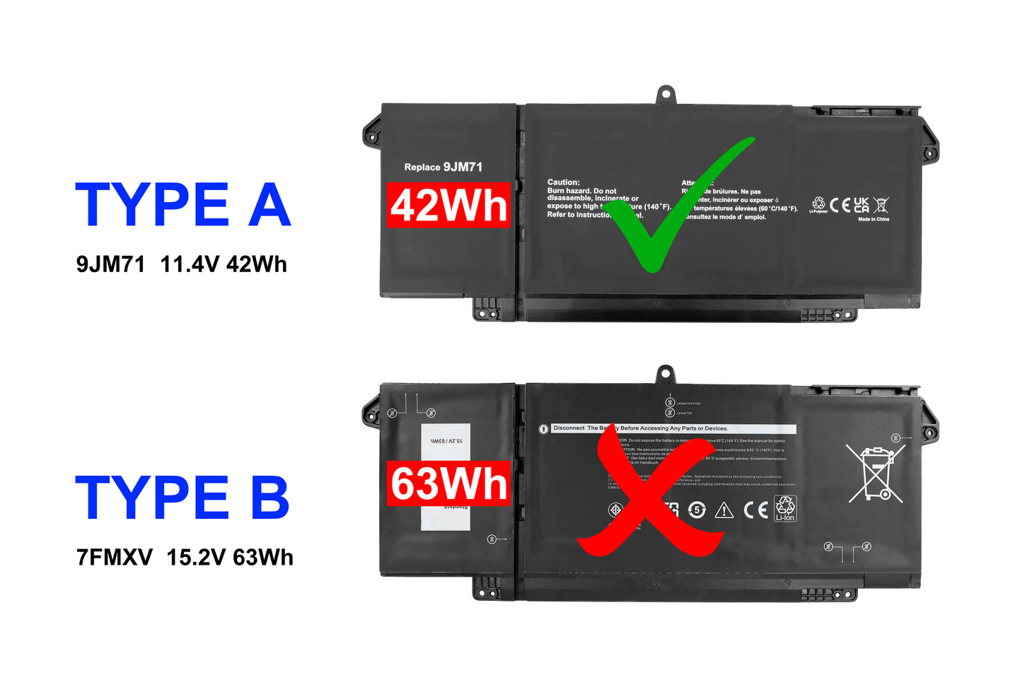 11.4V 3680mAh 4M1JN Laptop Battery for Dell Latitude 5320 7320 7420