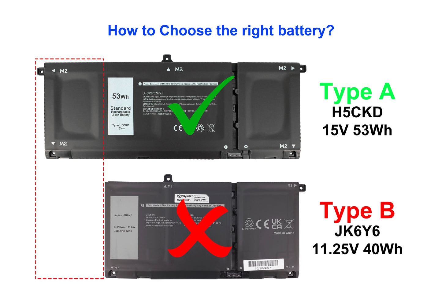 15.2V 3487mAh H5CKD Replacement Laptop Battery for Dell Inspiron 14 5401, 15 5501, 5502, 15 7506 2-in-1, Latitude 15 3510